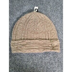NEW NWT Simply Noelle Soft Beanie Hat Womans Fashion Buttons Beige